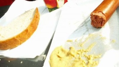 hot dog mustard bread